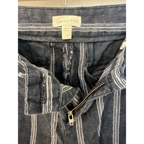 Garnet Hill Sz 4 Classic Blue Striped Linen Trouser Pants - Picture 10 of 11